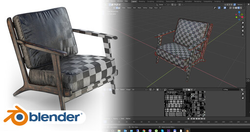 Таймлапс моделинга кресла в blender 2.82