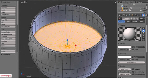 Видеоурок по Blender 2.5. Создание сосуда с жидкостью в Internal и Yafaray