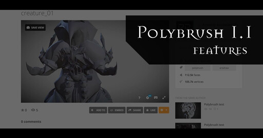 Polybrush 1.1 Новая версия, экспорт цветов и загрузка на Sketchfab