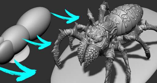 Фэнтези Паук в ZBrush.