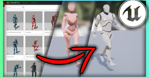 Использование анимации Mixamo на стандартном скелете Unreal Engine 4/5