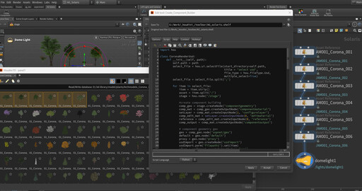 Создание ассетов в usd из библиотеки Trees Archmodels for Corona vol. 1 в houdini.