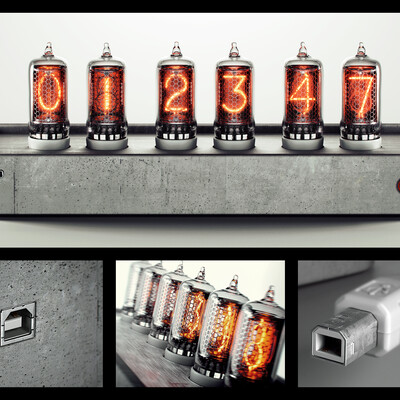 Nixie concrete clock