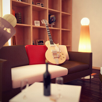 Guitar on couch