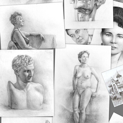 Рисунки и наброски портретов и натур