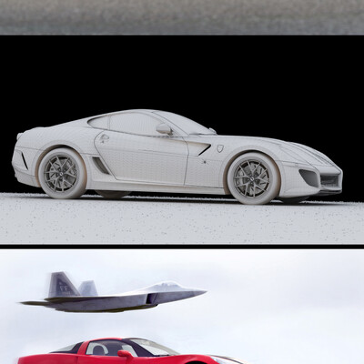 Ferrari GTO599,Corvette Z06vsF22Raptor,RangeRover