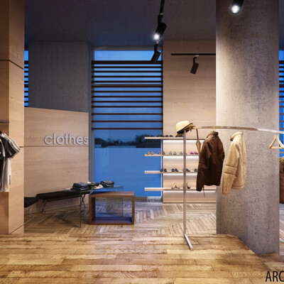 Визуализация интерьера торгового пространства CLOTHES.