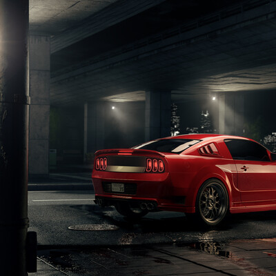 Ford Mustang ночью