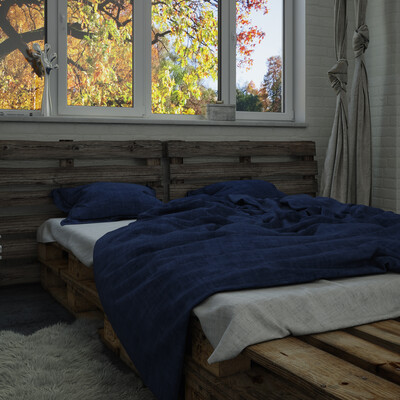 Bedroom  "All natural - wood+linen"