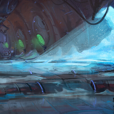 Ruins of ancient spaceship concept