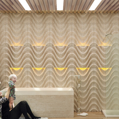 Ванная комната с каменными панелями Lithos design