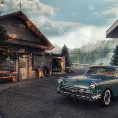 Vintage Gas Station
