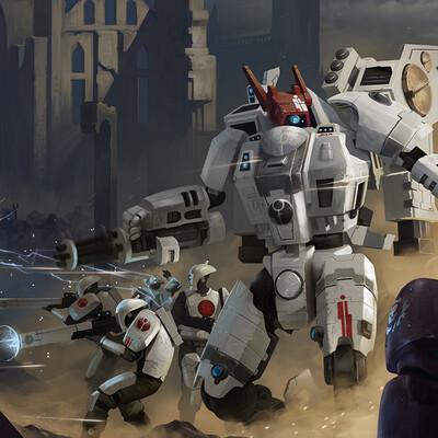 Tau Empire vs Adeptus Mechanicus Fan art