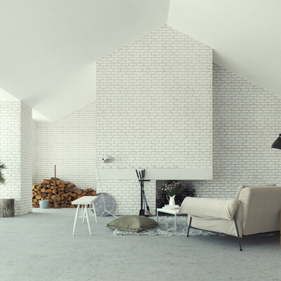 White room of the old barn