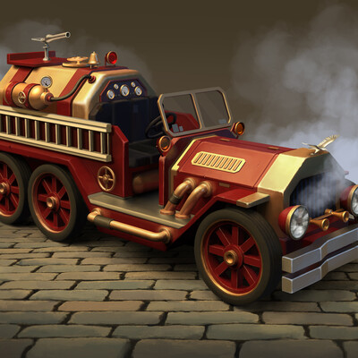 Steampunk firefighter car