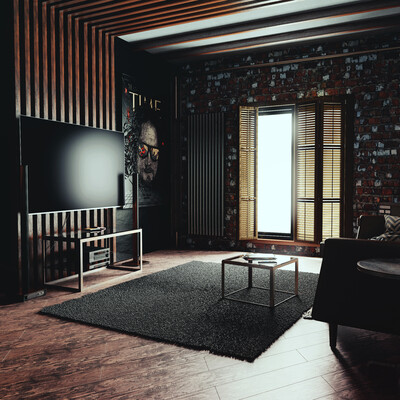Зал в стиле Loft