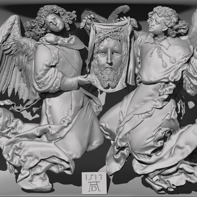 sudarium displayed by two angels