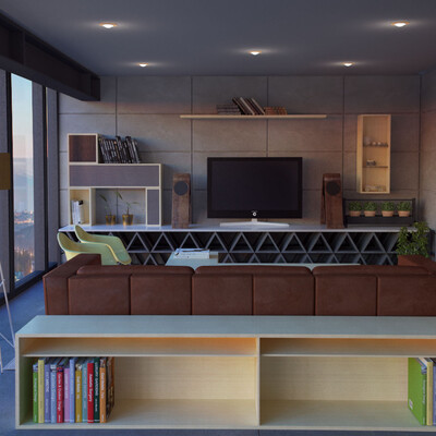 Первый опыт 3ds max в 2012 год, гостиная.