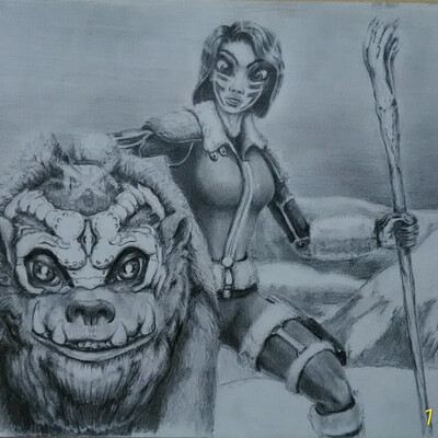 Sketch "On snowy peaks."