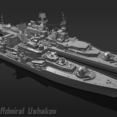 Destroyer Admiral Ushakov Russian combat ship.