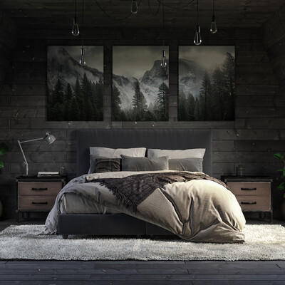 Dark bedroom.