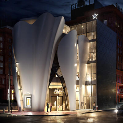House of Dior in Seoul. Exterior 3D Visualization