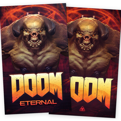DOOM Eternal фан-арт постер (ремейк постера к DOOM 3)