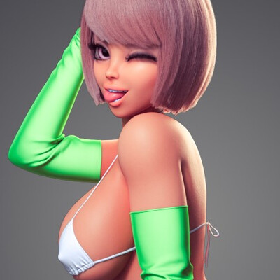 Cute Cindy winked.