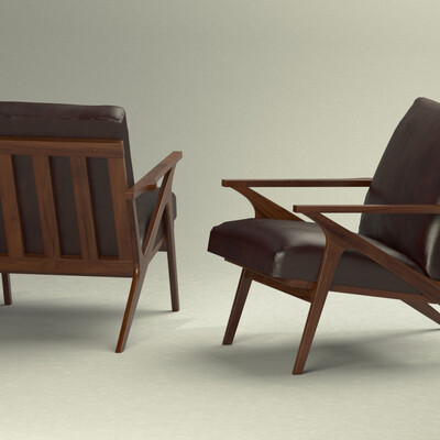 Кресло Cavett Leather Wood Frame Chair