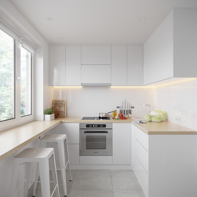 Small White Scandinavian Kitchen