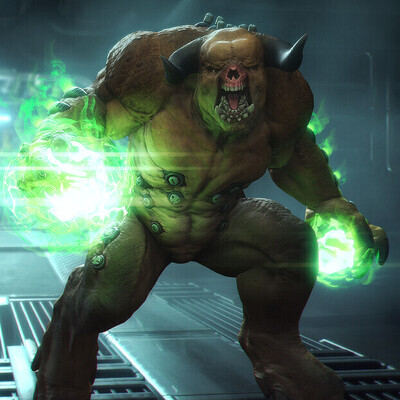 DOOM Hellknight fan-art redesign (scene complete)