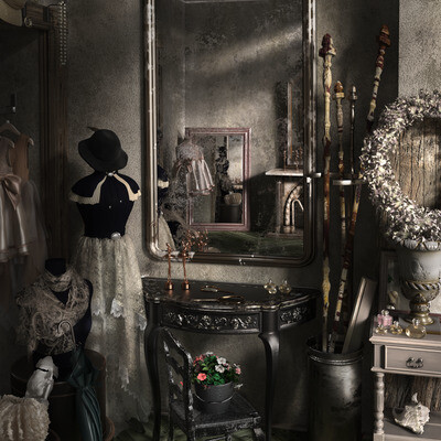 Shabby chic interior 3D visualization