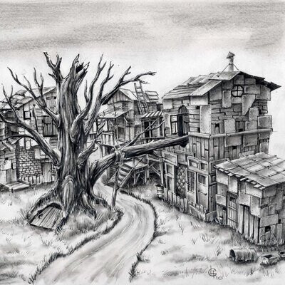 Sketches of scenery for the movie.