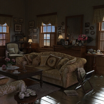 Sketches of scenery for shooting a commercial for a computer game.