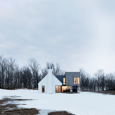 White farmhouse in Quebec