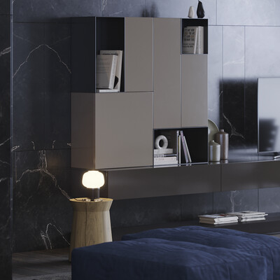 Black marble living room