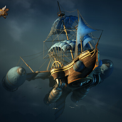 flying steampunk ship