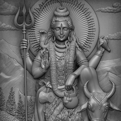 Шива с коровой, Shiva with a cow
