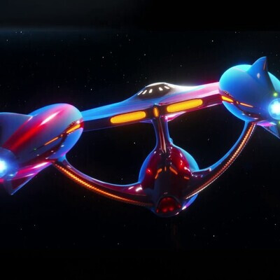 USS Retroprise flyby and warp