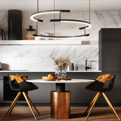 Design project of kitchen & living area "Bright morning"