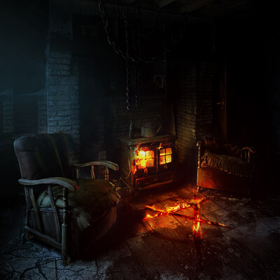 horror Interior Matte Painting