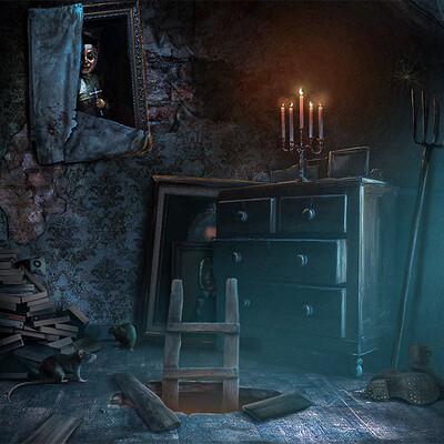 horror Interior Matte Painting.