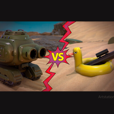 Tank Stylized and Lifebuoy 3D model
