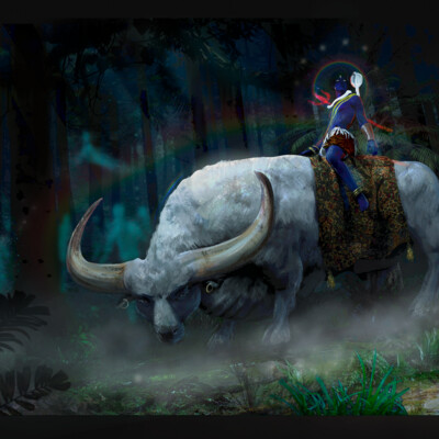 Blue God on the Bull