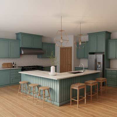3D visualization of kitchen furniture.