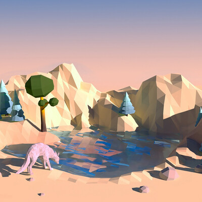 low-poly пейзаж