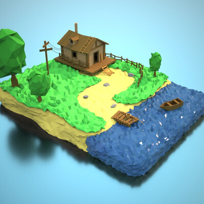 Локация в стиле Low Poly.