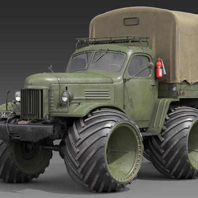 3д модель ЗИЛ-157Р_Бортовая Платформа-Тент_Чистый.