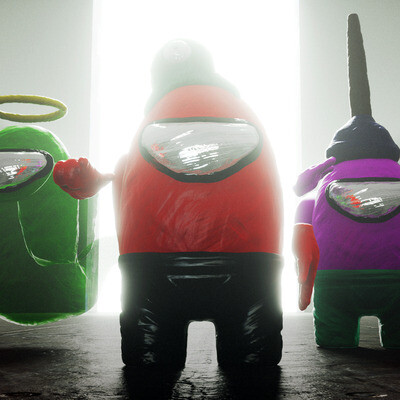 Among Us art in 3D