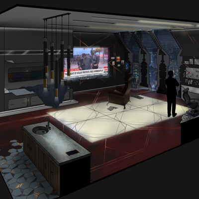 Concept art. Living room for "Citadel" driver